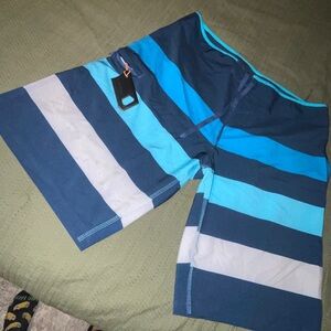 Burnside Men's Striped Swim Board Shorts - pocketed with bottle opener